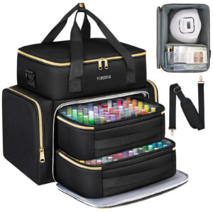 YOREPEK Extra Large Nail Polish Organizer Case Holds 96 to 100+ Bottles (15ml/0.5 fl.oz) Nail Lamp, Nail Polish Travel Case Bag with 2 Removable Pouches Fits Nail Suppiles, Gift for Manicurist, Grils