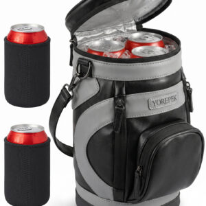 YOREPEK Golf Cooler Bag, Insulated Golf Bag Shaped Cooler Holds 6 Cans with 2 Can Sleeves Included, PU Leather Leak-Resistant Cooler Fits Discreetly in Golf Bags, Fathers Day Golf Gifts for Men Dad (Copy)