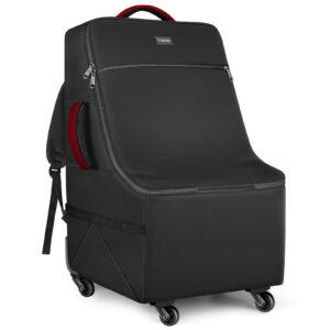 YOREPEK Car Seat Travel Bag with 4 Spinner Wheels & Stable Base, Padded Carseat Bags for Air Travel with Shoulder Straps, Car Seat Carrier for Airport with Extra Pocket for Baby Travel Essentials