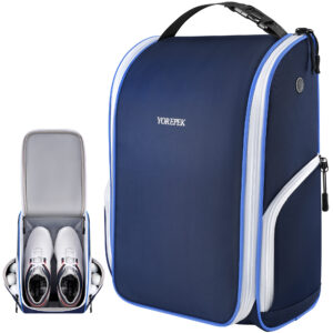 YOREPEK Golf Shoe Bag with 3 Pockets for Socks, Gloves, Tees, Balls, Brush Designed with a Buckle Top Carry Handle, Zippered Sport Shoe Carrier Bags with Ventilation, Golf Gifts for Men