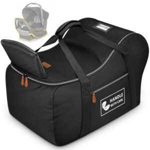 YOREPEK Car Seat Travel Bag Fits Infant Carseat with Anti-Rebound Bar Base, Padded Side Pocket for Baby Essentials, Eye-catching Print at Airport, Hand Carry Infant Carseat Bags for Air Travel