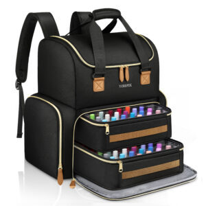 YOREPEK Nail Polish Organizer Case, Nail Backpack for 48+ Bottles & UV Lamp Compact nail bag organizer case holds 48+ bottles, fits UV lamp & tools, removable pouches for home, travel & nail techs